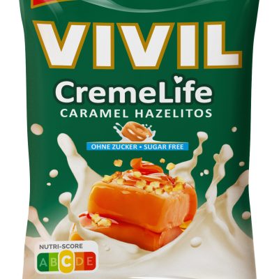 Bomboane cremoase Vivil Creme Life Classic cu aroma de caramel si alune fara zahar 90g