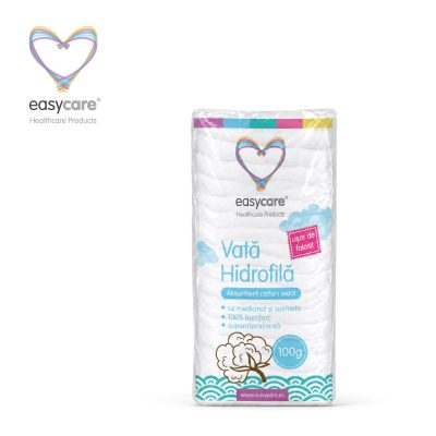 Vata hidrofila EASYCARE 100% bumbac 100g X 10 buc