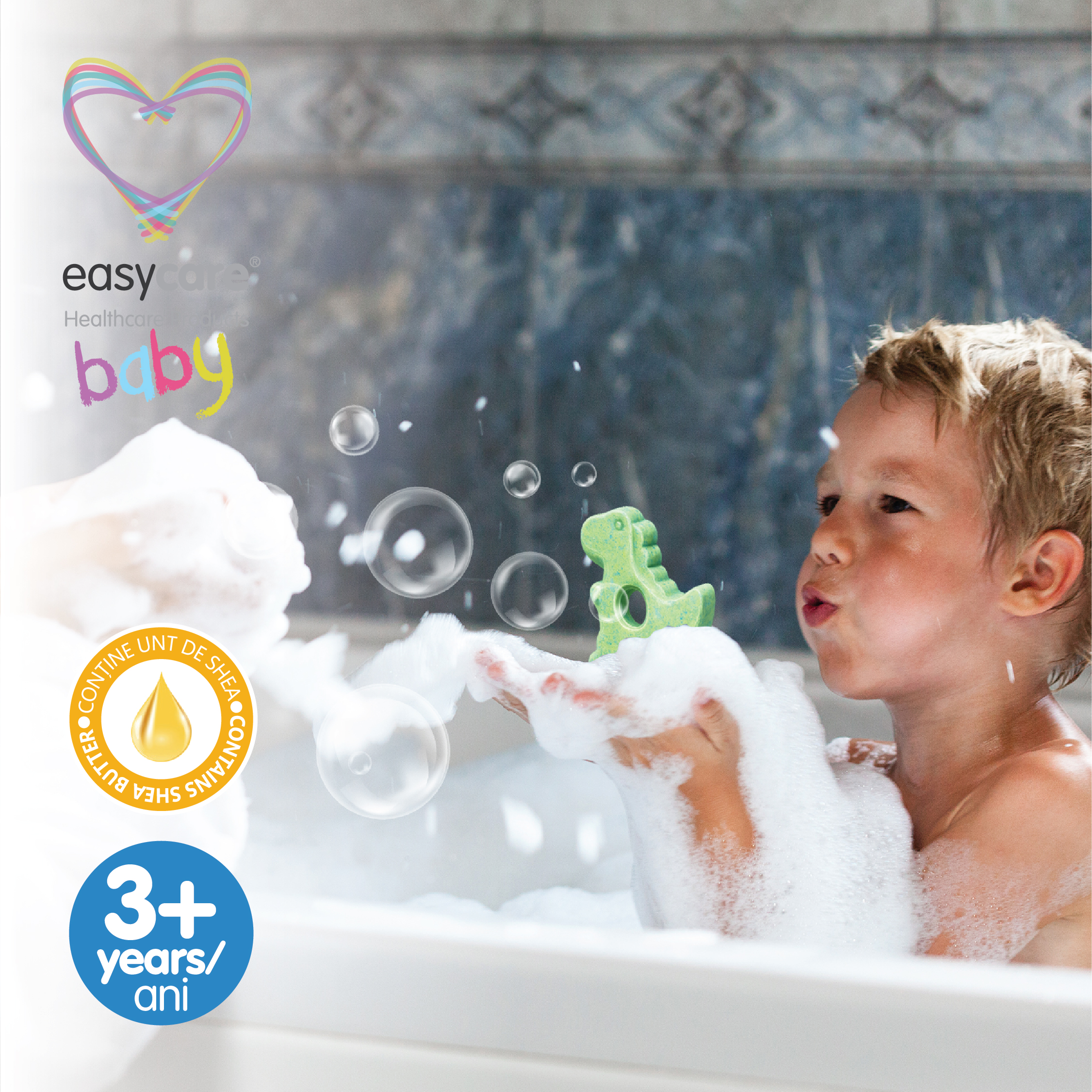 EASYCARE BABY - Bomba de baie cu baloane de sapun DINOZAUR, cu parfum de mere 100g - imagine 3