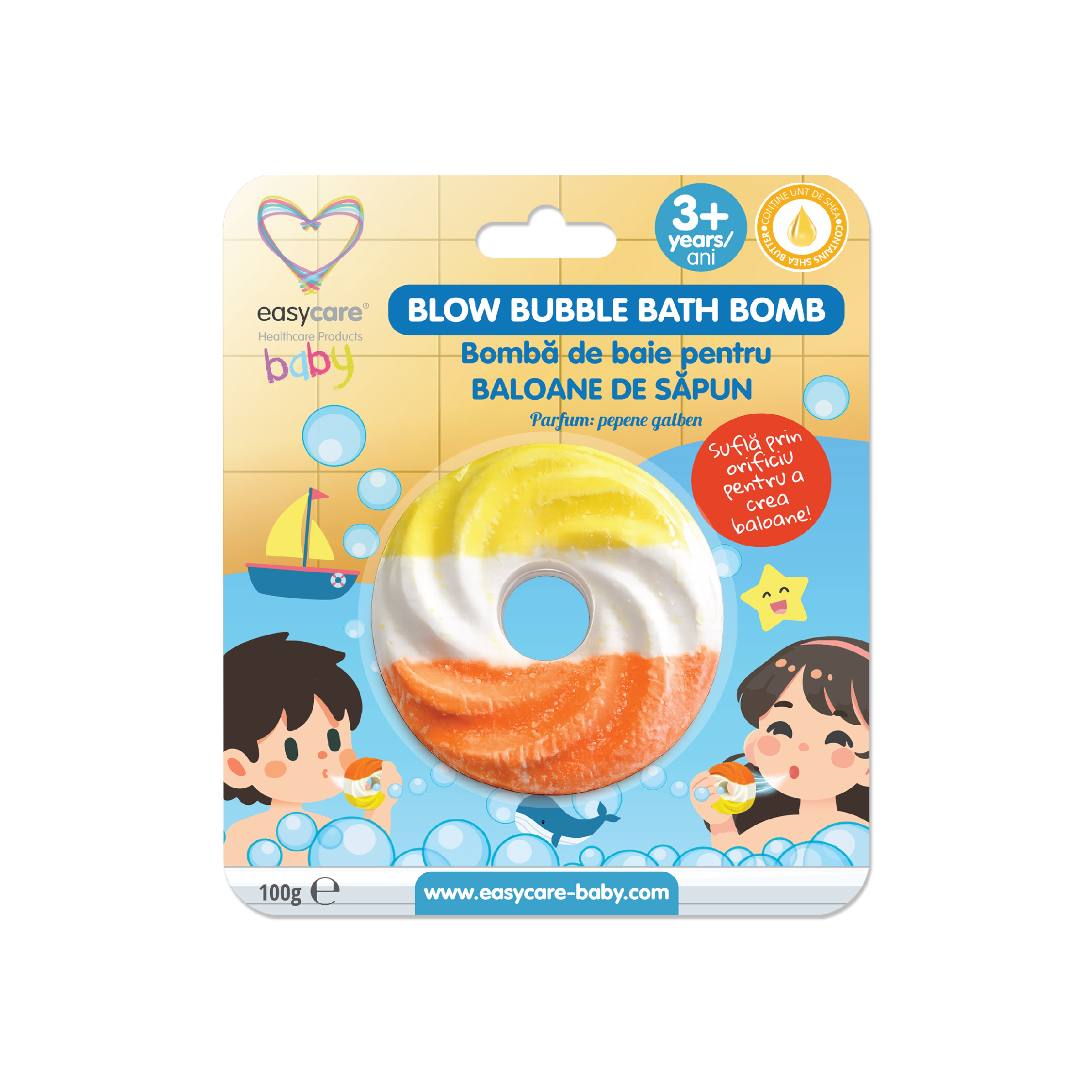 EASYCARE BABY - Bomba de baie cu baloane de sapun DISC, cu parfum de pepene galben 100g